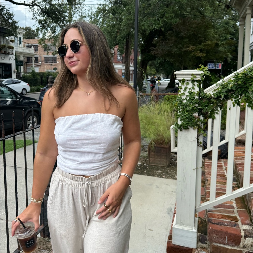 White Linen Tube Top
